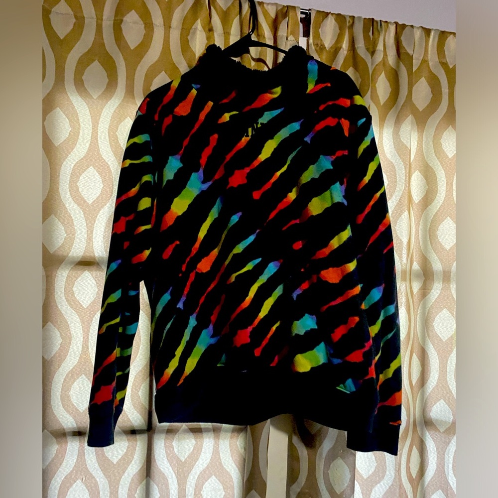 FINAL PRICE 🌈 VS PINK cow neck zebra striped sweater hoodie